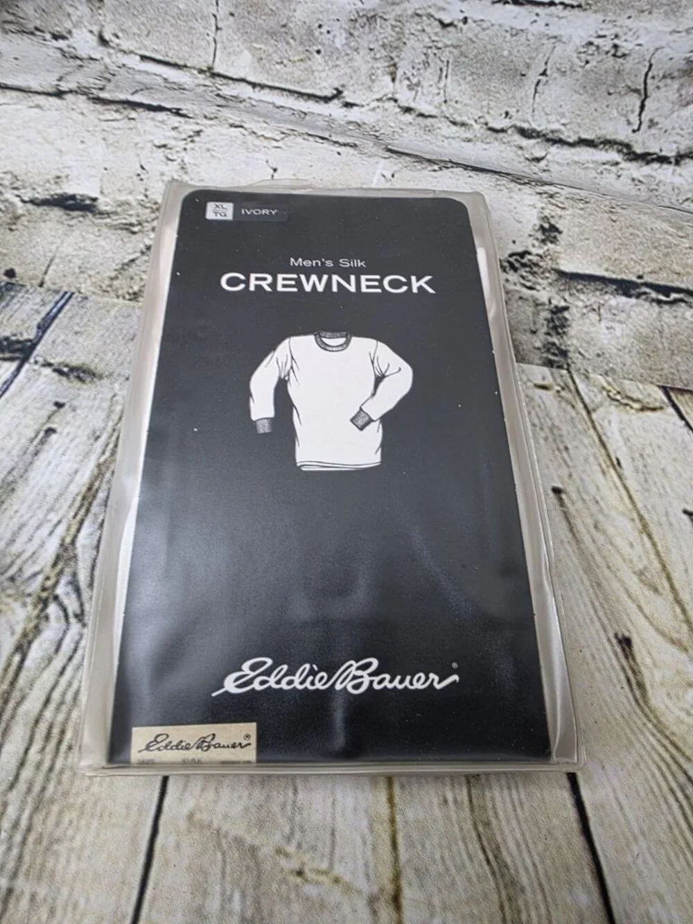 Vintage Eddie Bauer 100% Silk Long Sleeve Base Layer Tee Shirt Ivory Mens XL New